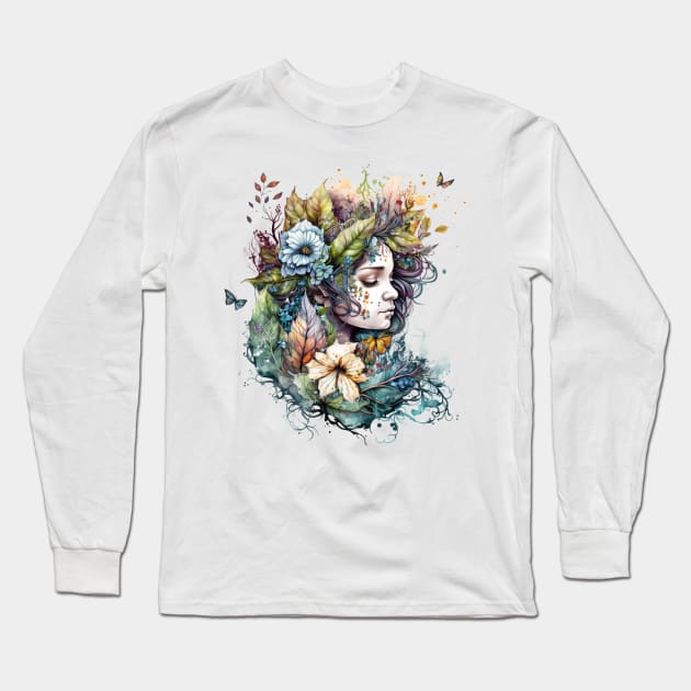 Watercolor Fairy #3 Long Sleeve T-Shirt by Chromatic Fusion Studio